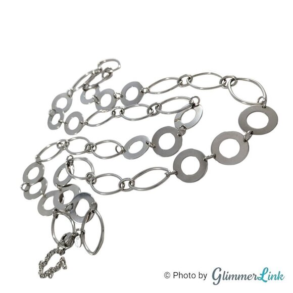 Lia Sophia Revel Silver Tone Oval & Circles Long Necklace - Picture 5 of 10